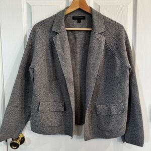 Banana Republic Milano-Stitch Knit Blazer Grey Open Front Jacket Size M Classic